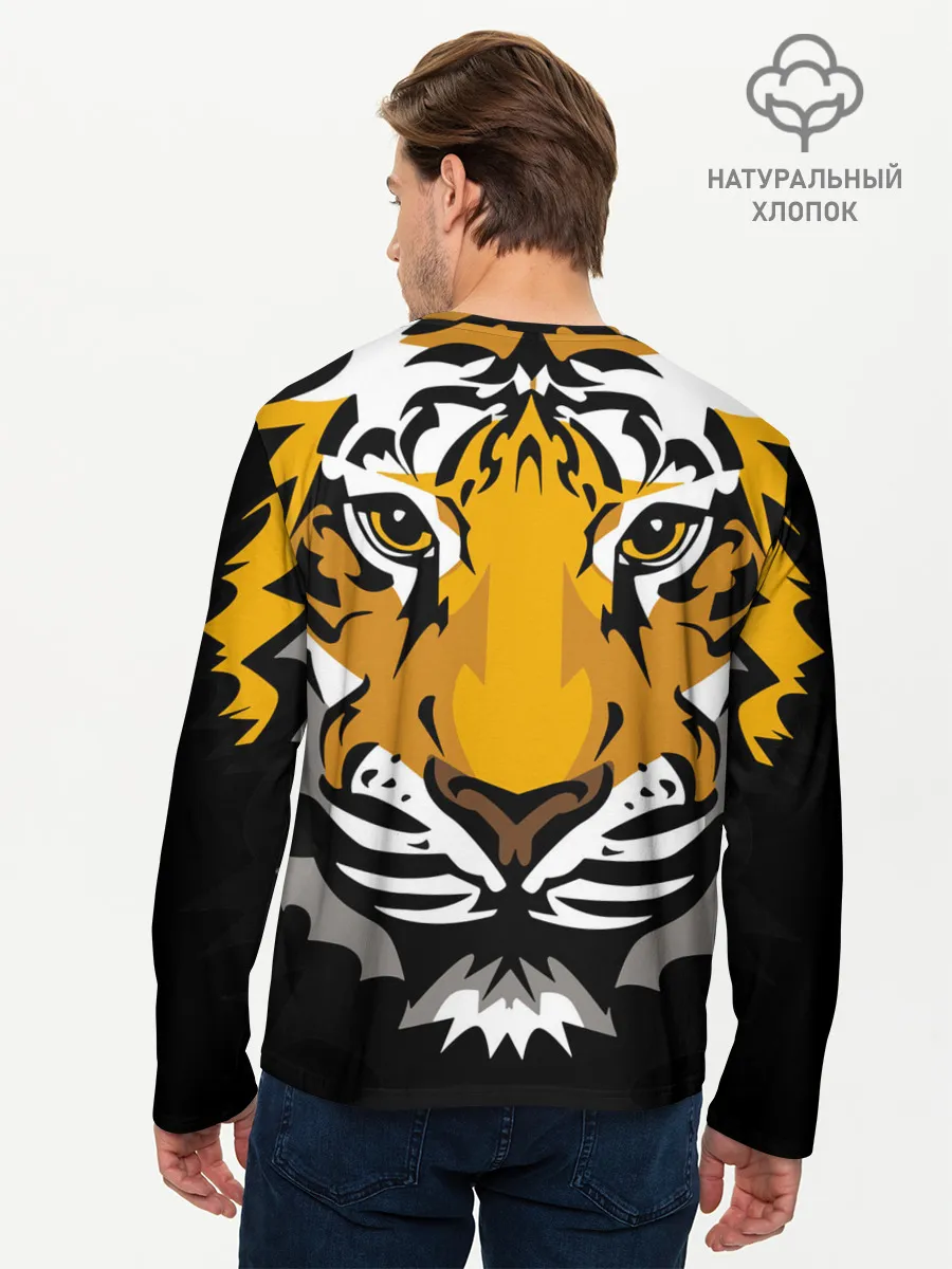 Мужской лонгслив базовый / Суровый взгляд тигра