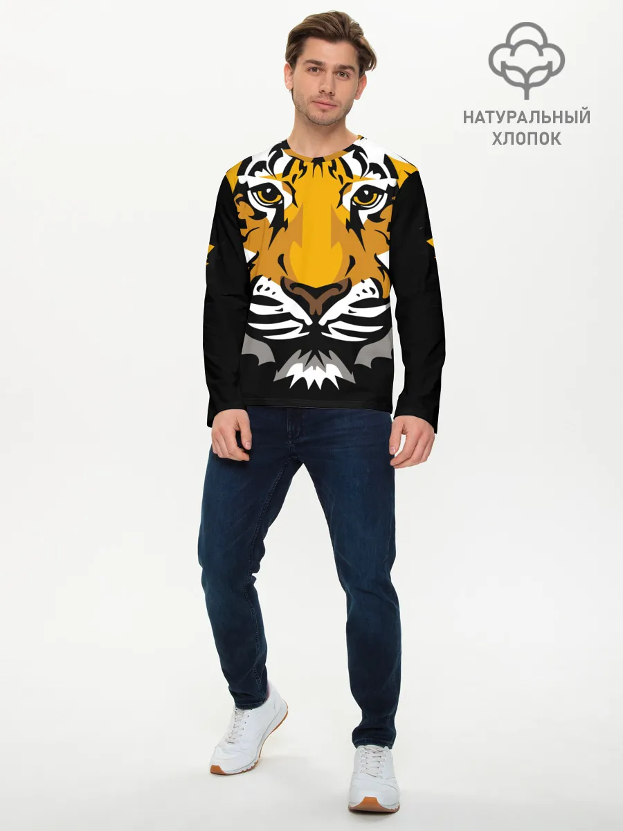 Мужской лонгслив базовый / Суровый взгляд тигра
