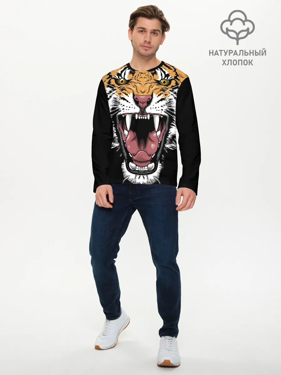 Мужской лонгслив базовый / Оскал амурского тигра