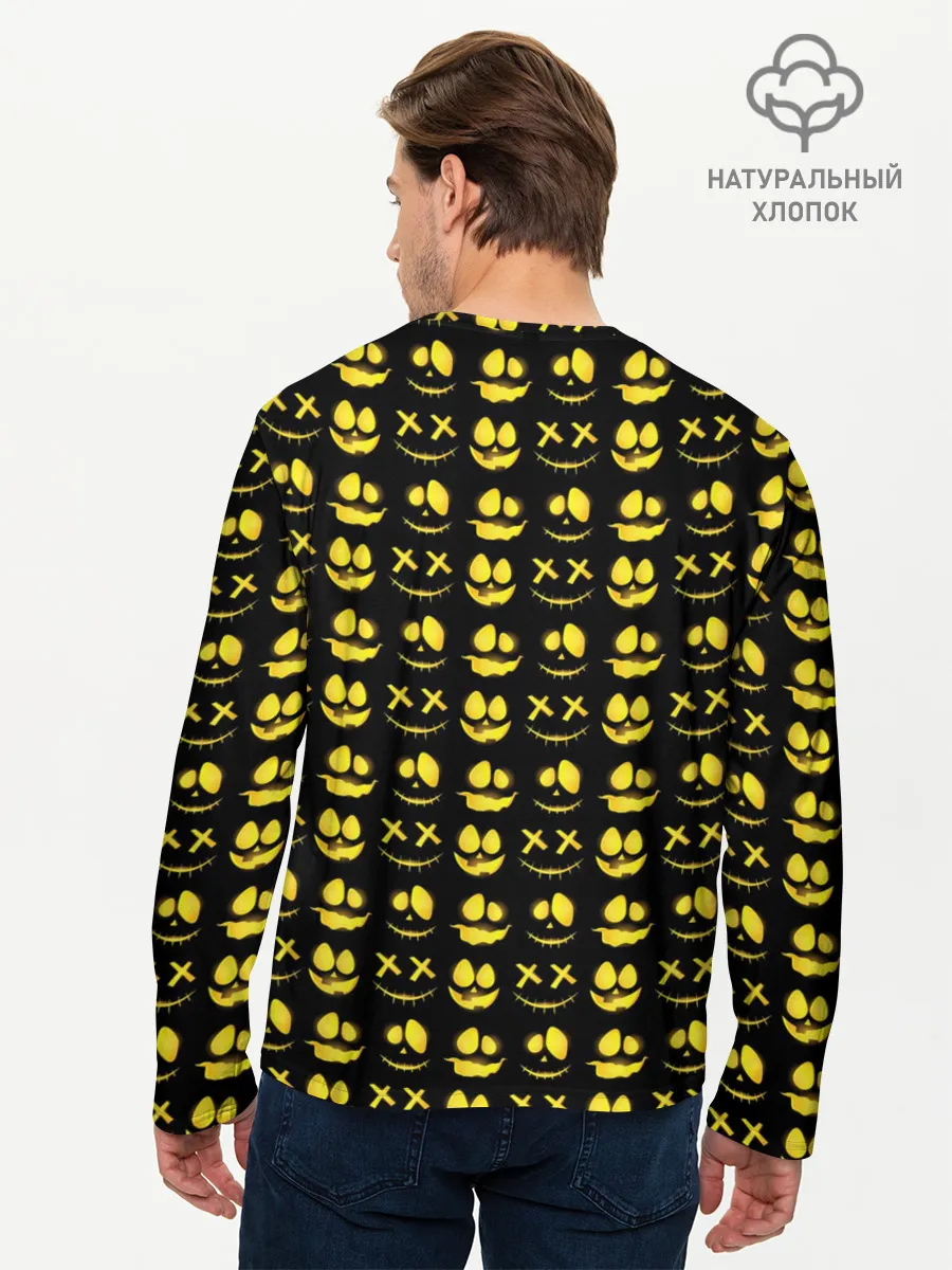 Мужской лонгслив базовый / Прикольные смайлы Хэллоуин / Halloween