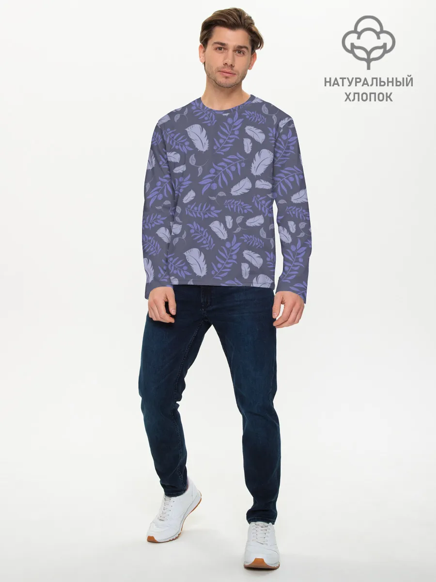 Мужской лонгслив базовый / Зимняя абстракция