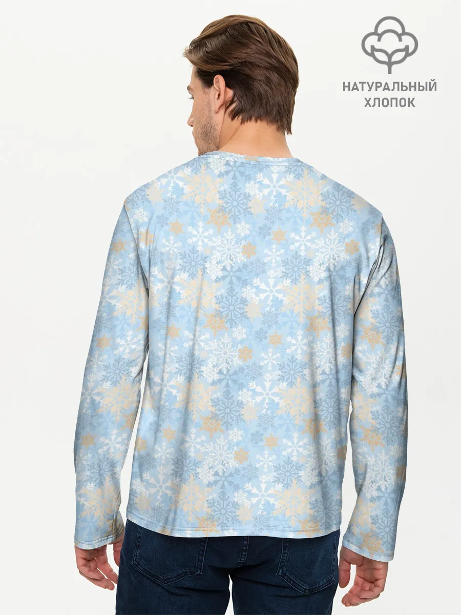 Мужской лонгслив базовый / Узоры Снежинки