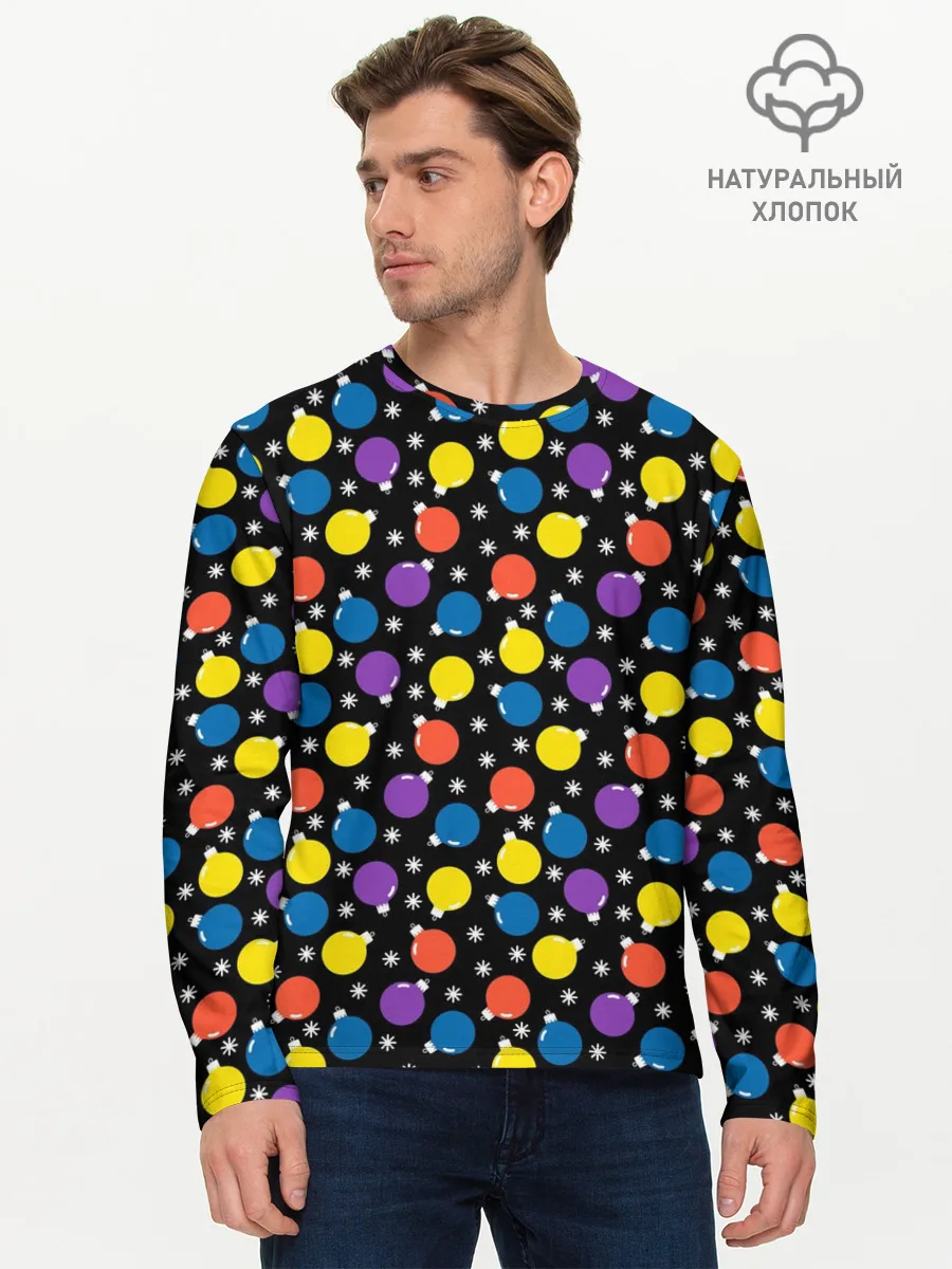 Мужской лонгслив базовый / Новогодние Лампочки