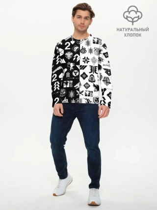 Мужской лонгслив базовый / DESTINY LOGOBOMBING ЧЁРНО БЕЛОЕ