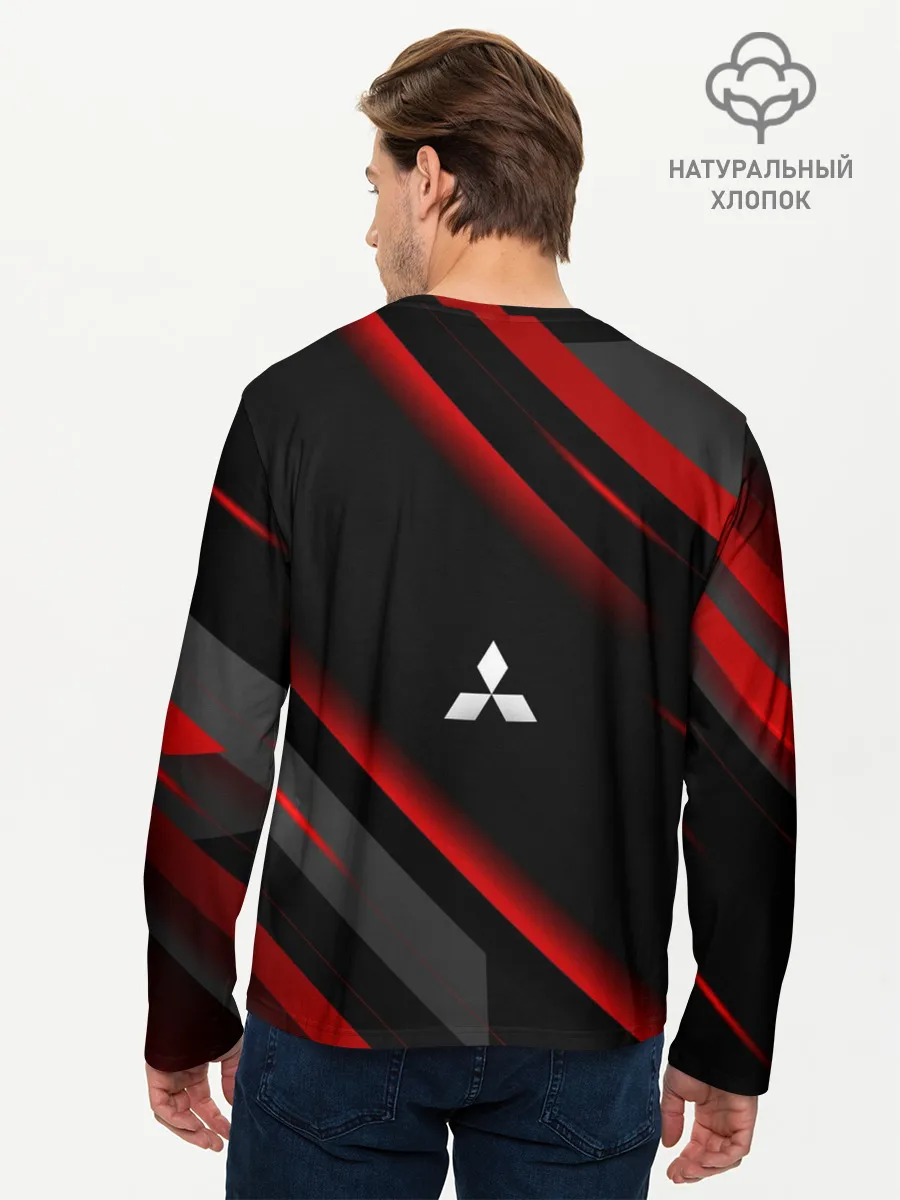 Мужской лонгслив базовый / Митсубиси геометрия