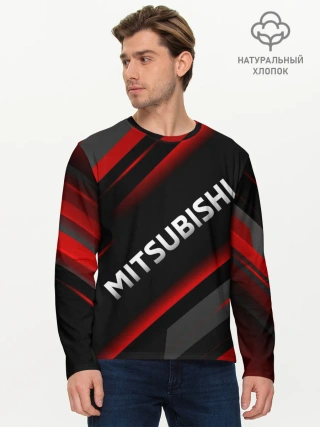 Мужской лонгслив базовый / Митсубиси геометрия