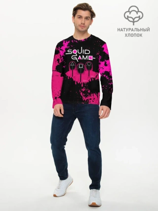 Мужской лонгслив базовый / Squid Game брызги красок стража.