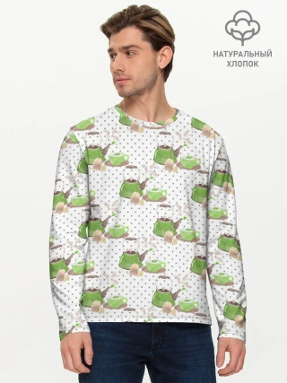 Мужской лонгслив базовый / Зеленый чай