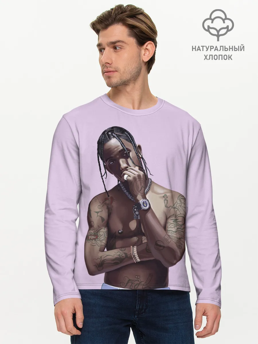 Мужской лонгслив базовый / Задумчивый Трэвис