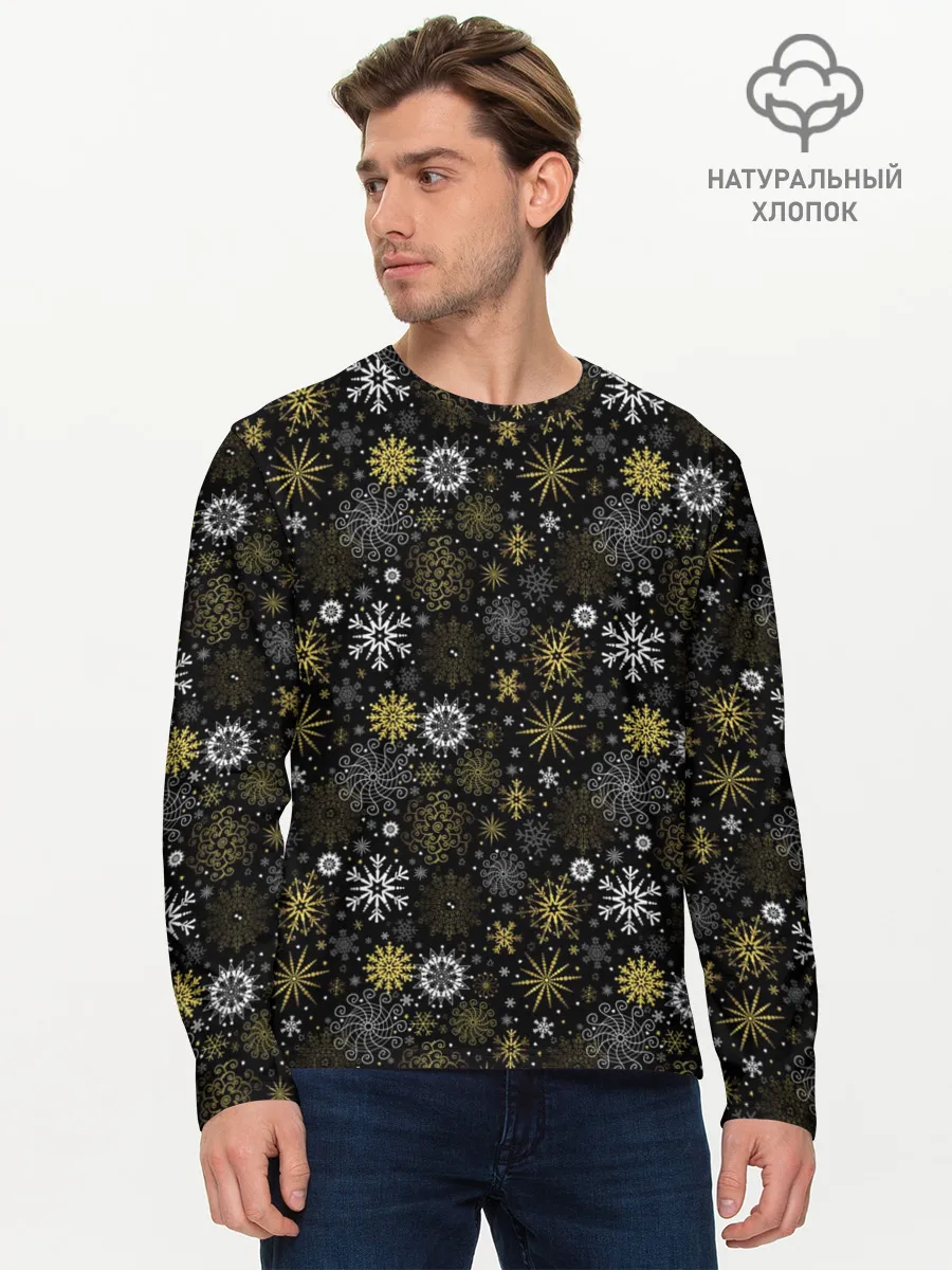 Мужской лонгслив базовый / Зимние Узоры