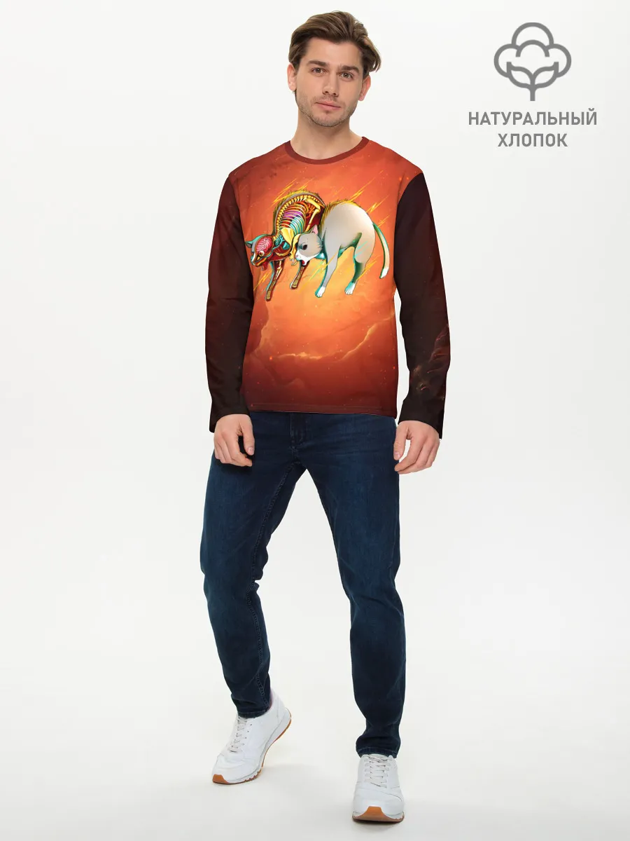 Мужской лонгслив базовый / Cat 50/50