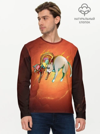 Мужской лонгслив базовый / Cat 50/50