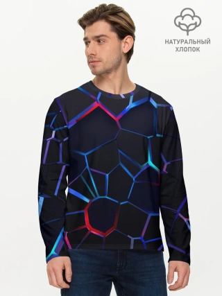 Мужской лонгслив базовый / Неоновые 3D плиты | Неоновые плиты
