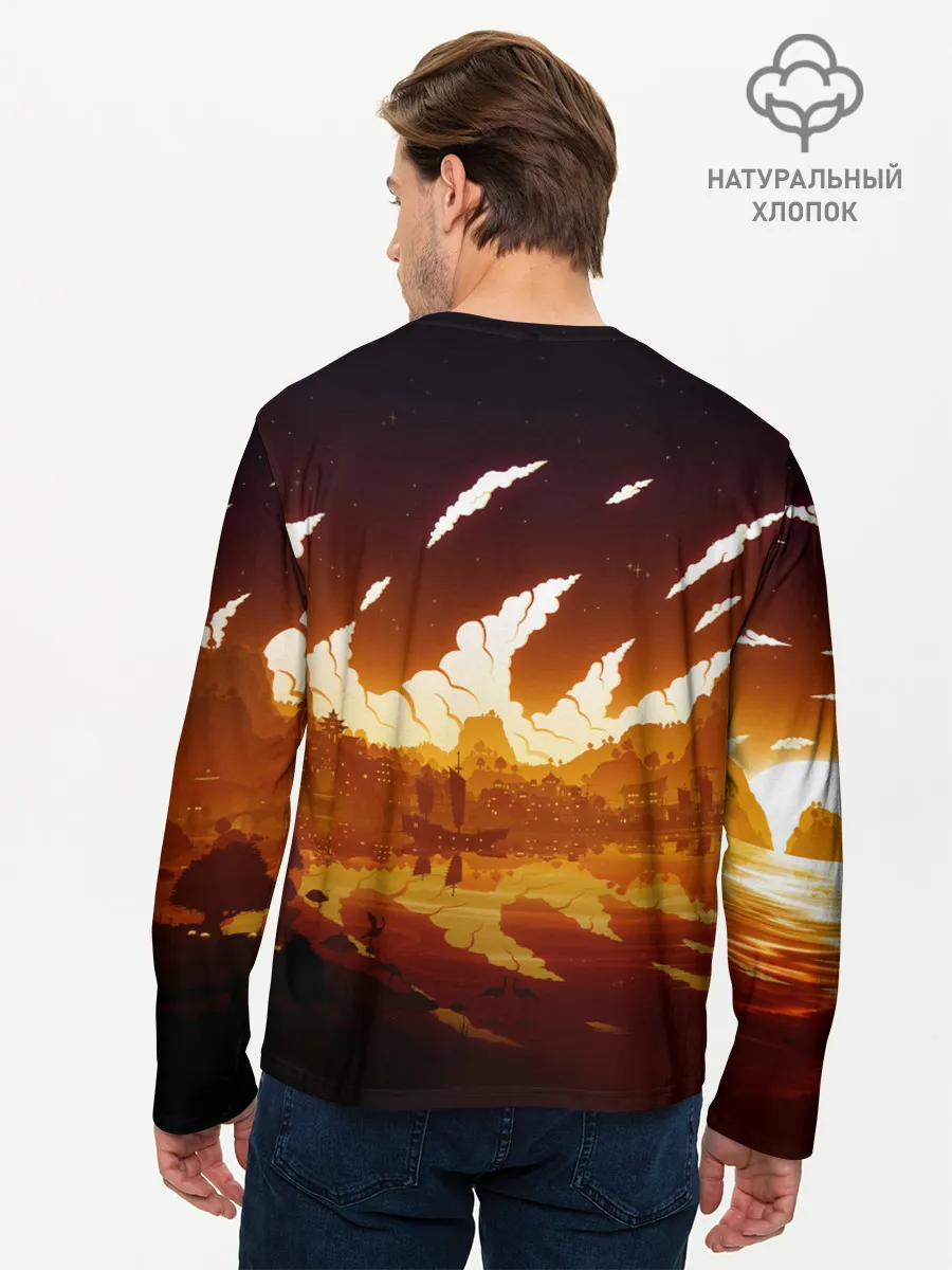 Мужской лонгслив базовый / Genshin Impact - Закат над Ли Юэ