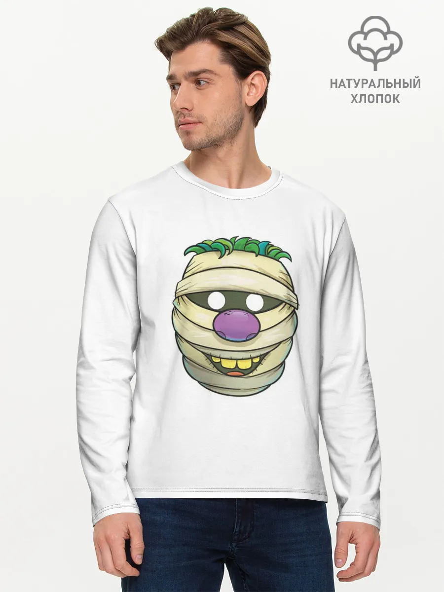 Мужской лонгслив базовый / улыбающейся голова мумии