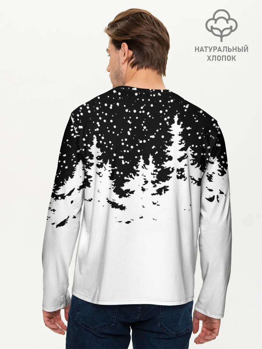 Мужской лонгслив базовый / Тигр в шубе Санта Клауса