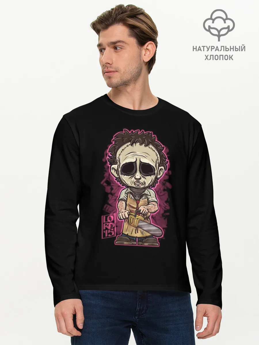 Мужской лонгслив базовый / кожаное лицо