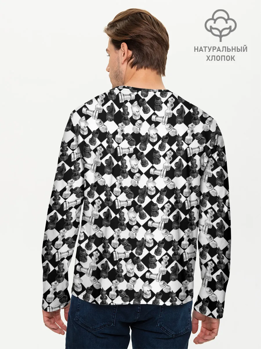Мужской лонгслив базовый / Шахматы на шахматной доске