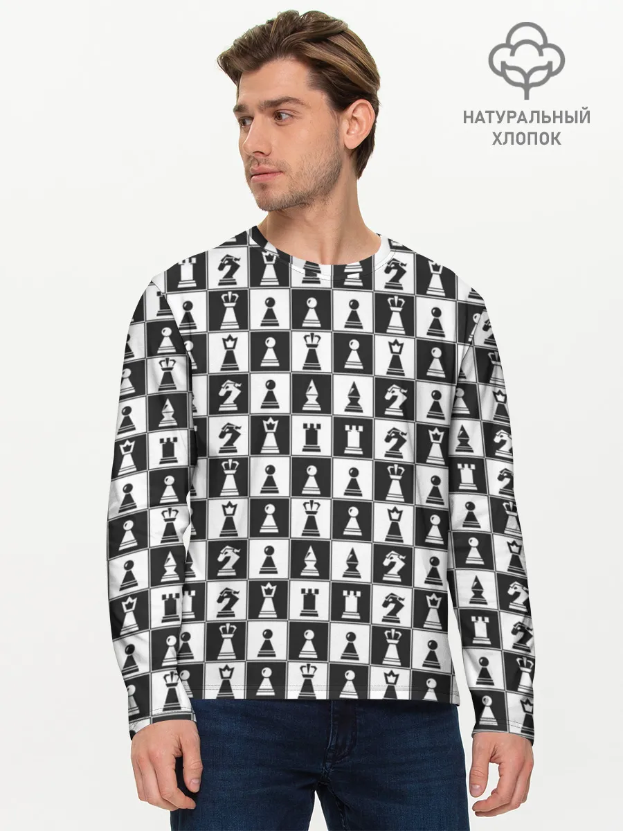 Мужской лонгслив базовый / Шахматы