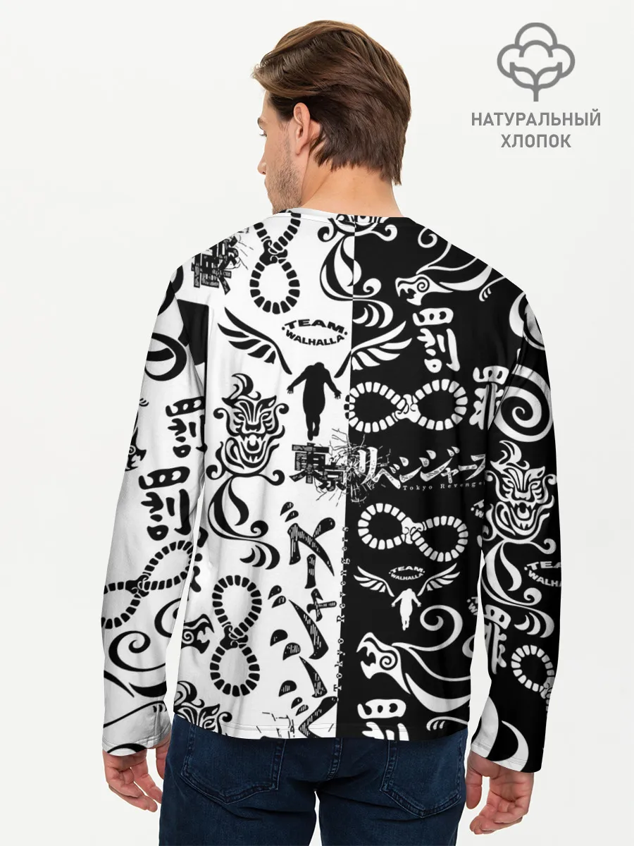 Мужской лонгслив базовый / ТОКИЙСКИЕ МСТИТЕЛИ ЛОГОБОМБИНГ ЧБ