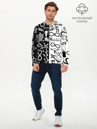 Мужской лонгслив базовый / ТОКИЙСКИЕ МСТИТЕЛИ ЛОГОБОМБИНГ ЧБ