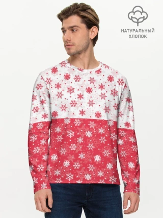 Мужской лонгслив базовый / Снежинки