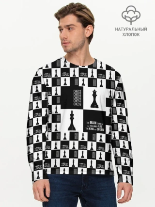 Мужской лонгслив базовый / Шахматы. Король и королева. 2022