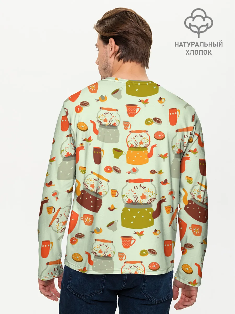 Мужской лонгслив базовый / осенние чаепитие