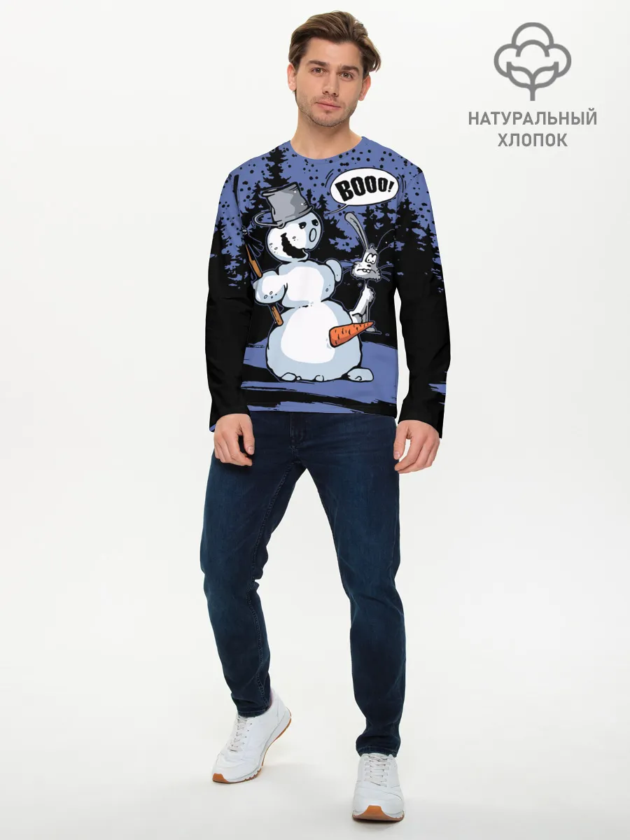 Мужской лонгслив базовый / Снеговик на Хэллоуин