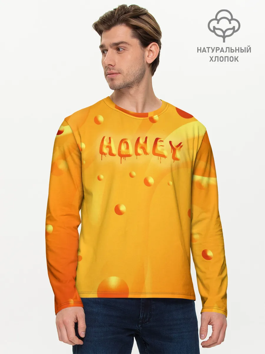 Мужской лонгслив базовый / Медовая волна | Honey wave