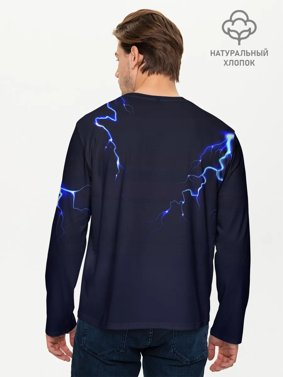 Мужской лонгслив базовый / BMW разряд молнии.