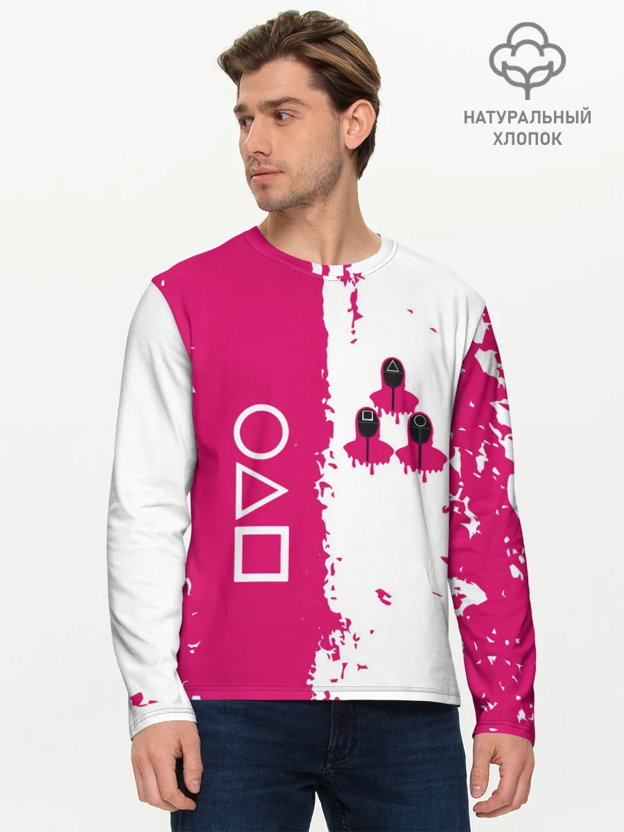 Мужской лонгслив базовый / Игра в кальмара геометрические фигуры