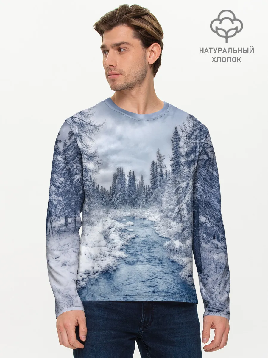 Мужской лонгслив базовый / СНЕЖНЫЙ ПЕЙЗАЖ