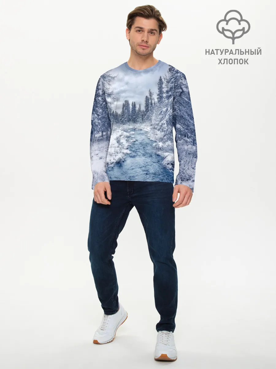Мужской лонгслив базовый / СНЕЖНЫЙ ПЕЙЗАЖ