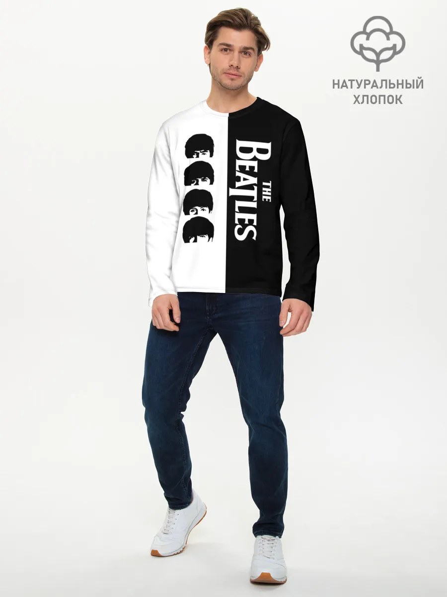 Мужской лонгслив базовый / The Beatles черно - белый партер