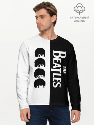 Мужской лонгслив базовый / The Beatles черно - белый партер