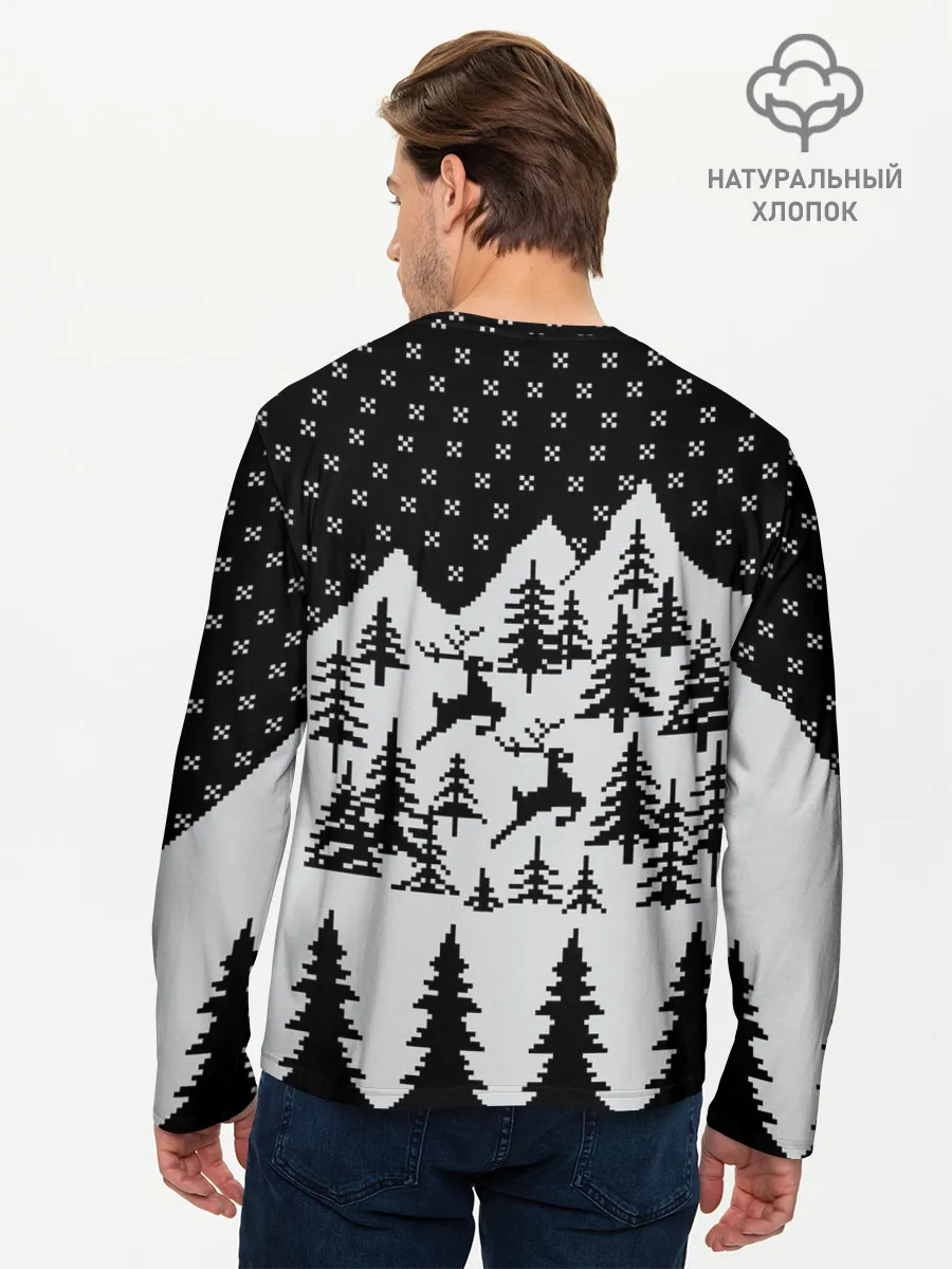 Мужской лонгслив базовый / Северные Олени в Горах