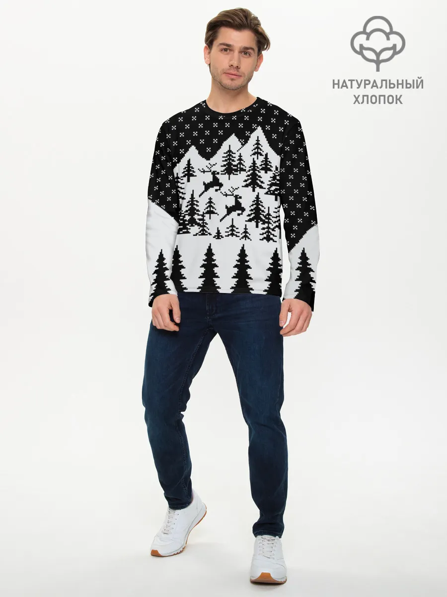 Мужской лонгслив базовый / Северные Олени в Горах