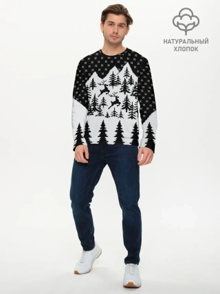 Мужской лонгслив базовый / Северные Олени в Горах