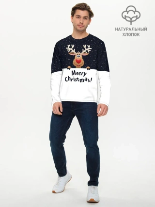 Мужской лонгслив базовый / Новогодний Оленёнок Рудольф
