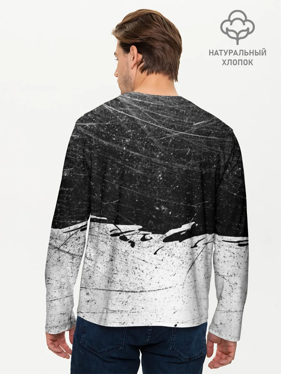 Мужской лонгслив базовый / Линкин Парк Лого Рок ЧБ | Linkin Park Rock