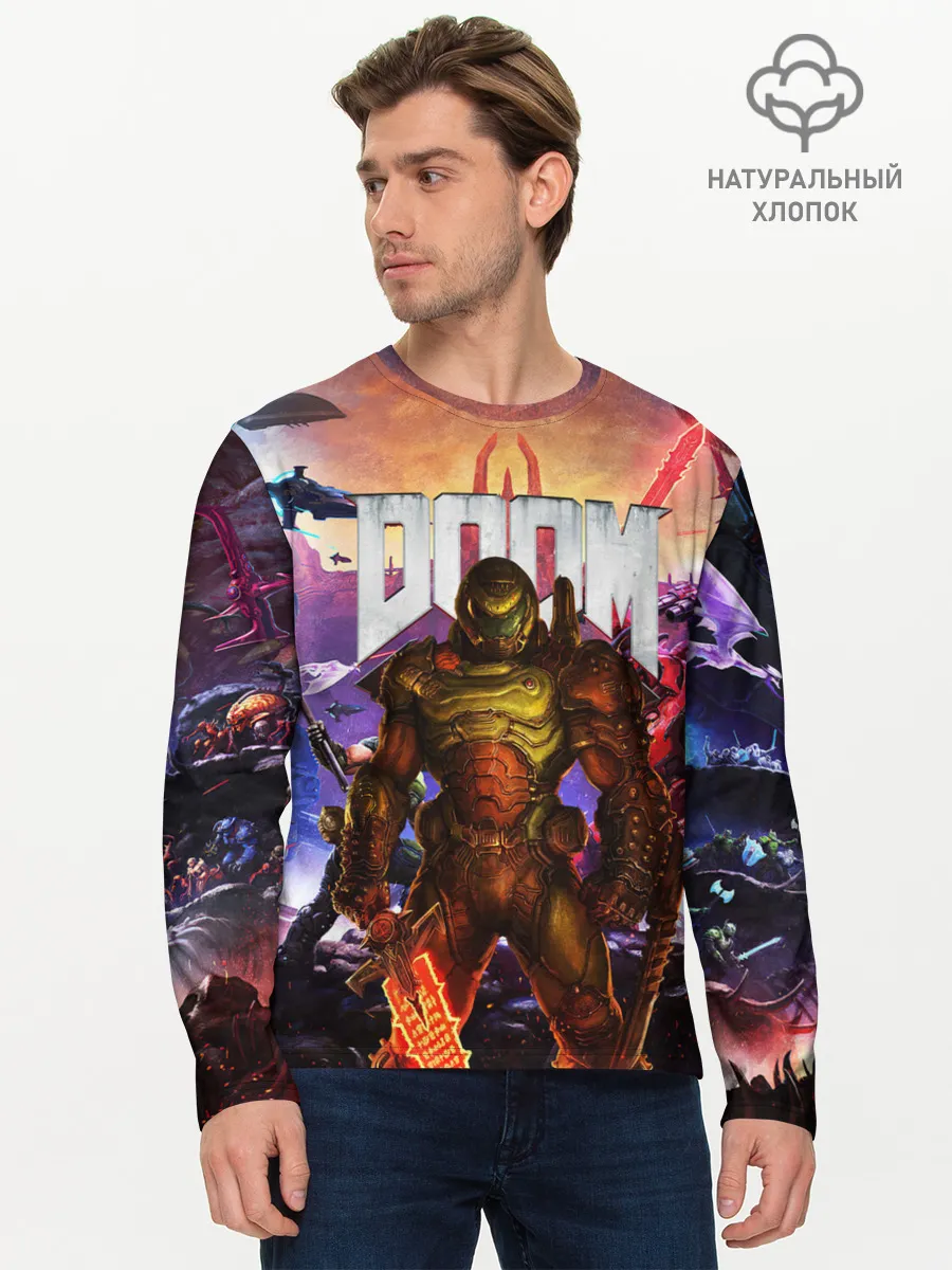 Мужской лонгслив базовый / DOOM ETERNAL | ДУМ БИТВА В АДУ