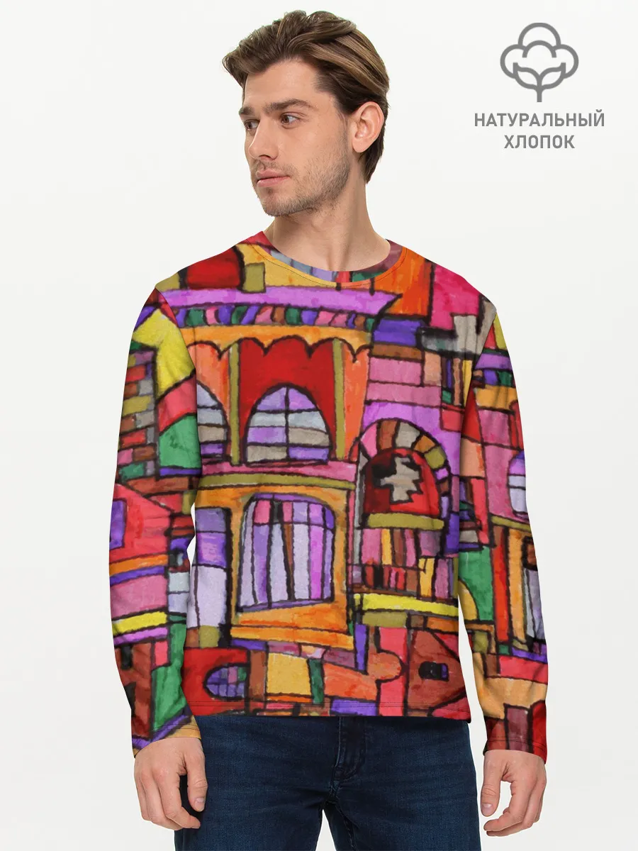 Мужской лонгслив базовый / Скетч большого города