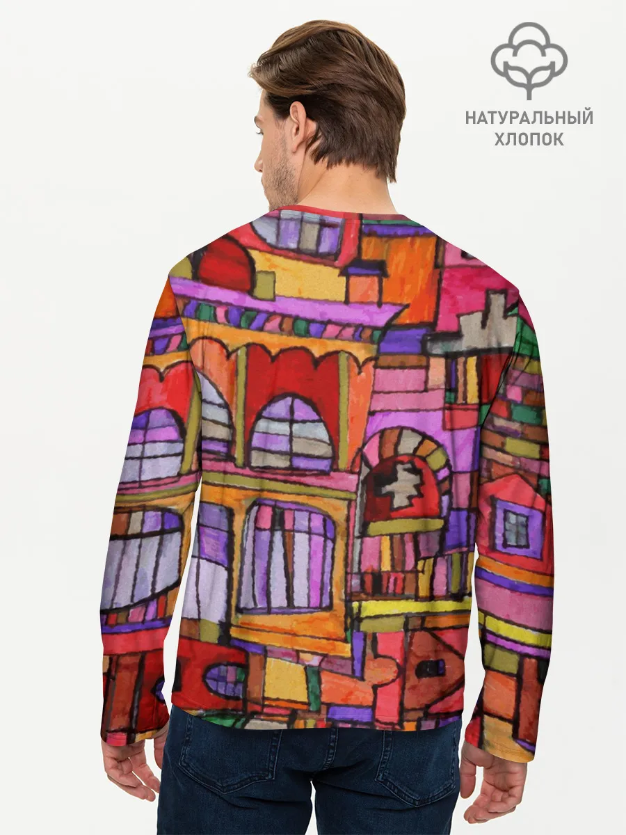 Мужской лонгслив базовый / Скетч большого города