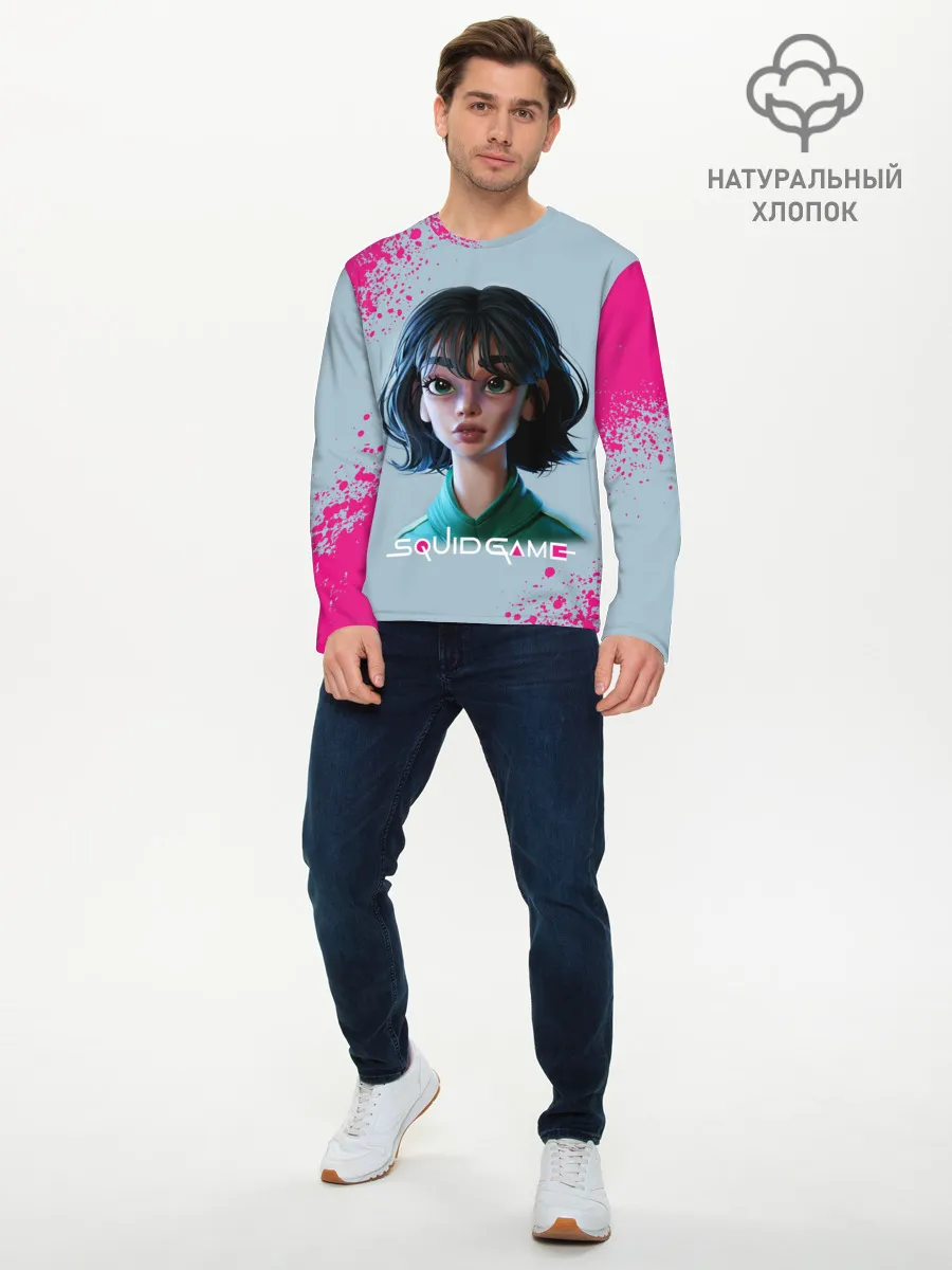 Мужской лонгслив базовый / 067 | Розовые брызги