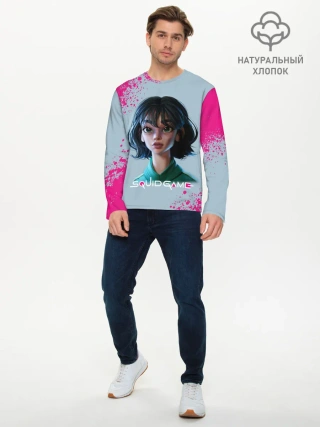 Мужской лонгслив базовый / 067 | Розовые брызги