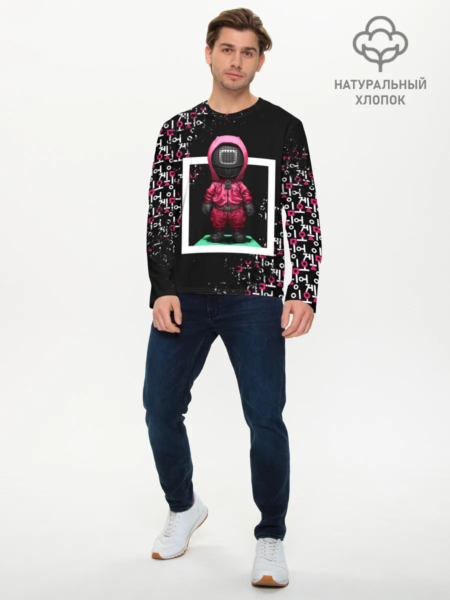 Мужской лонгслив базовый / ИГРА В КАЛЬМАРА | SQUID GAME СТРАЖ