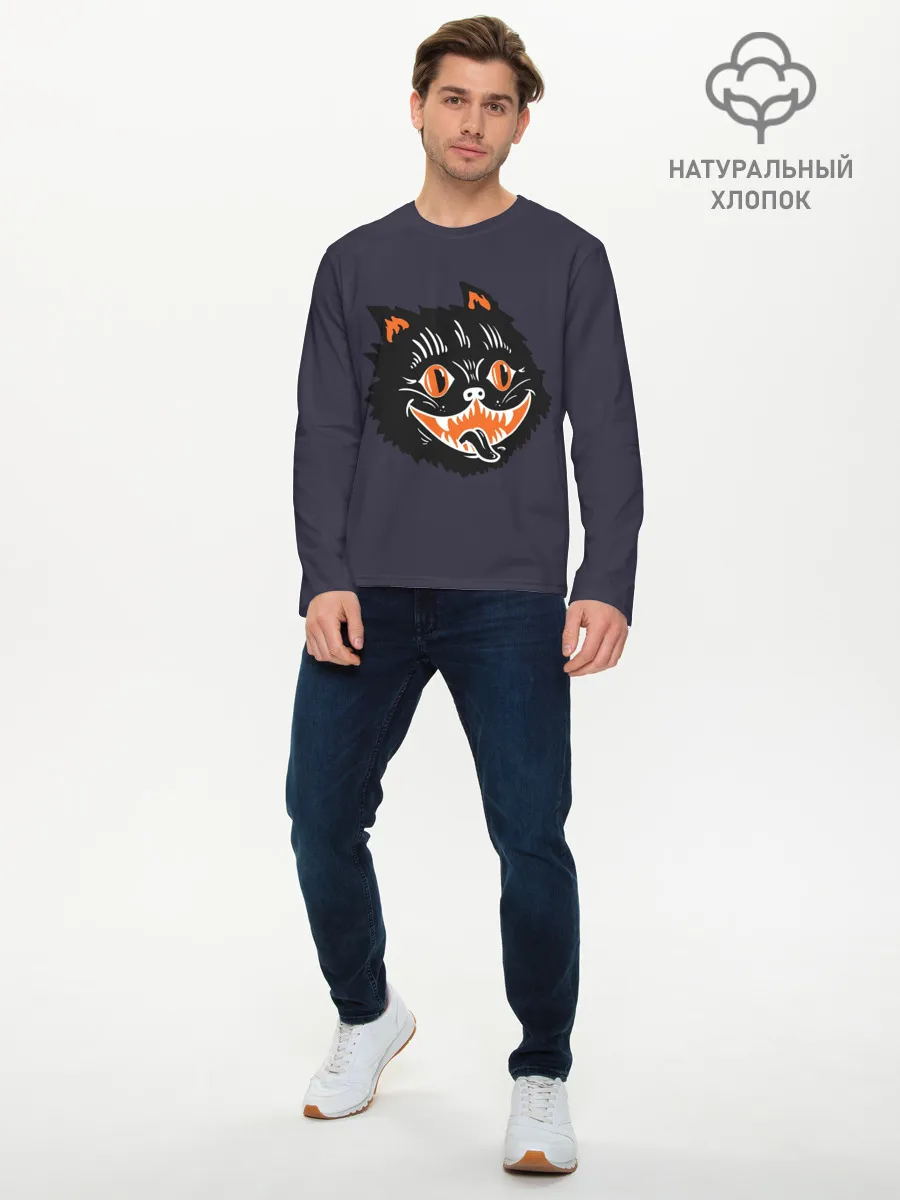 Мужской лонгслив базовый / Одержимый кот