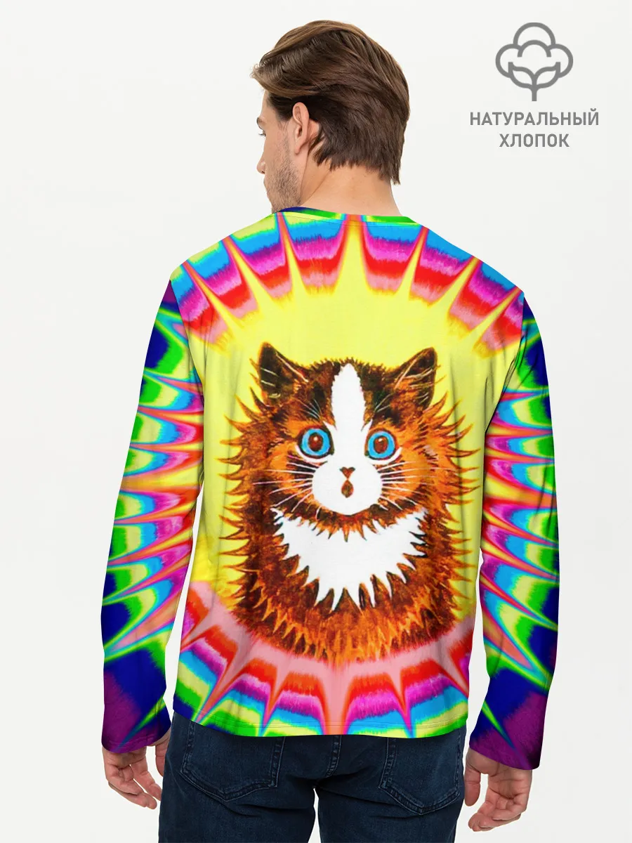 Мужской лонгслив базовый / Psychedelic Rainbow Cat