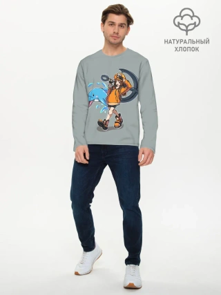 Мужской лонгслив базовый / May whith dolphin